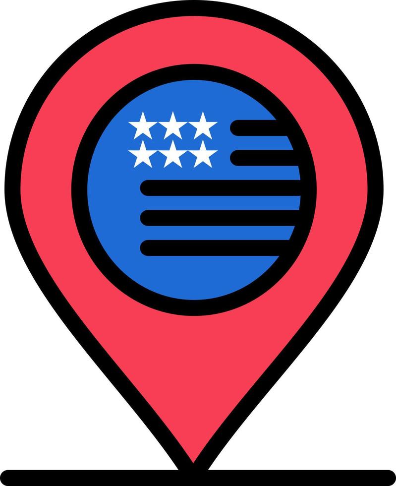 modèle de logo d'entreprise de signe de carte de localisation américaine couleur plate vecteur