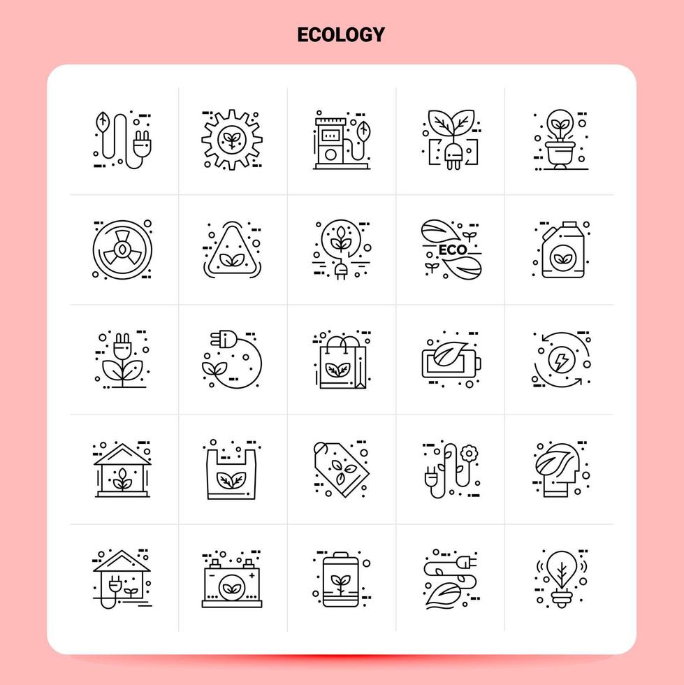 contour 25 écologie jeu d'icônes vecteur ligne style conception noir icônes ensemble linéaire pictogramme pack web et mobile idées d'affaires conception illustration vectorielle