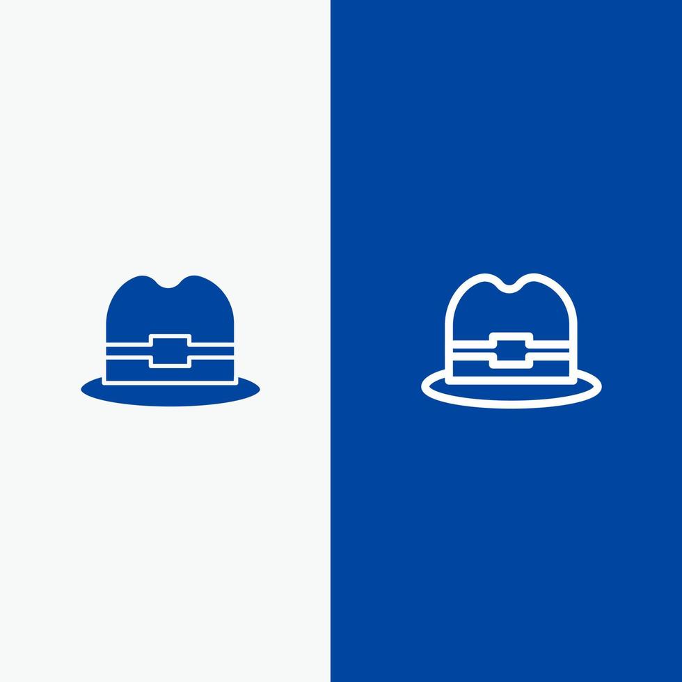 chapeau tourisme homme ligne et glyphe icône solide bannière bleue ligne et glyphe icône solide bannière bleue vecteur