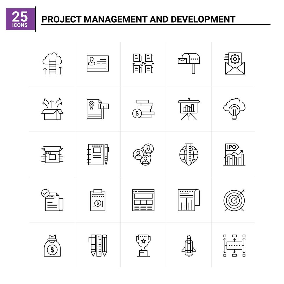 25 icône de gestion et de développement de projet mis en arrière-plan vectoriel