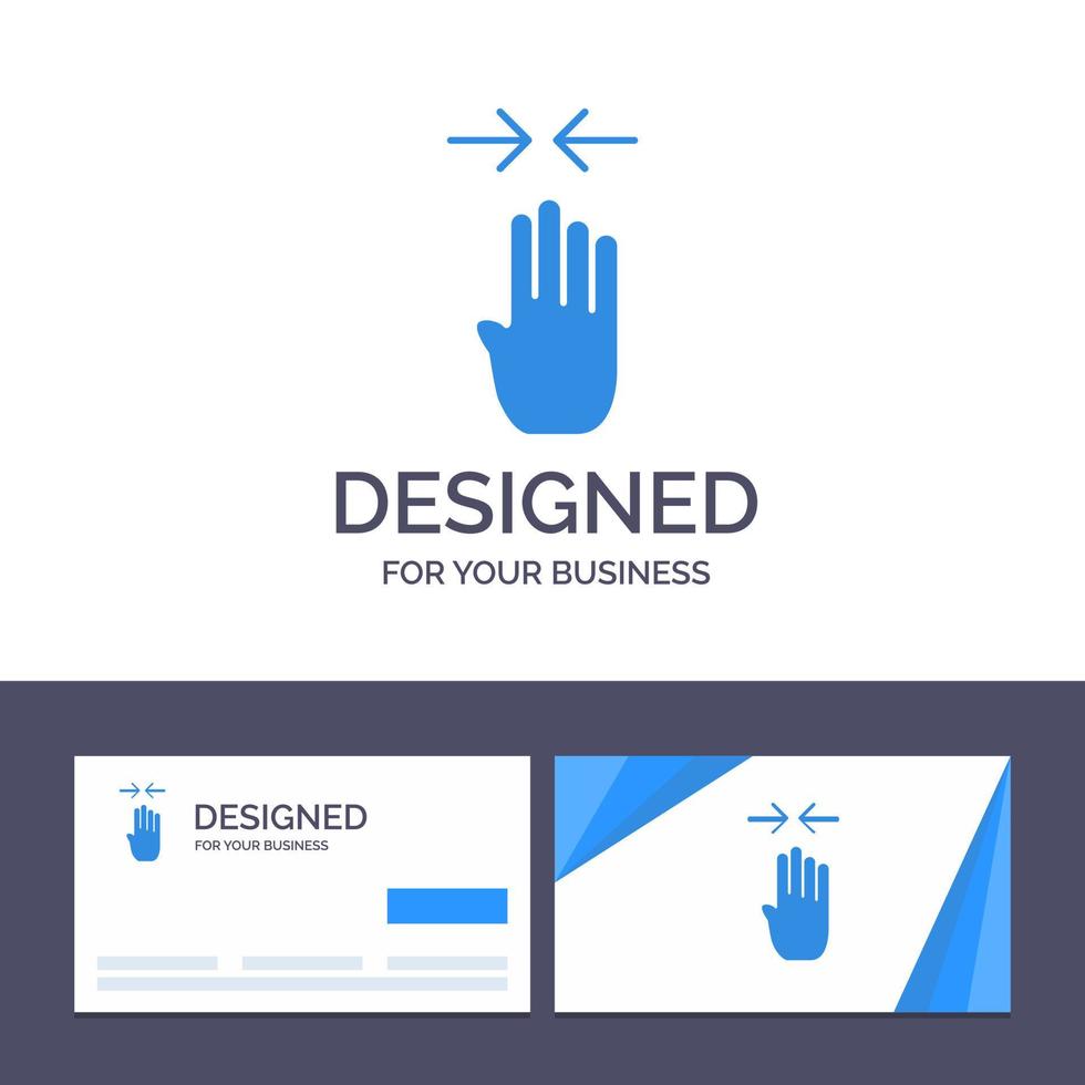 carte de visite créative et modèle de logo flèche quatre doigts geste pincement illustration vectorielle vecteur