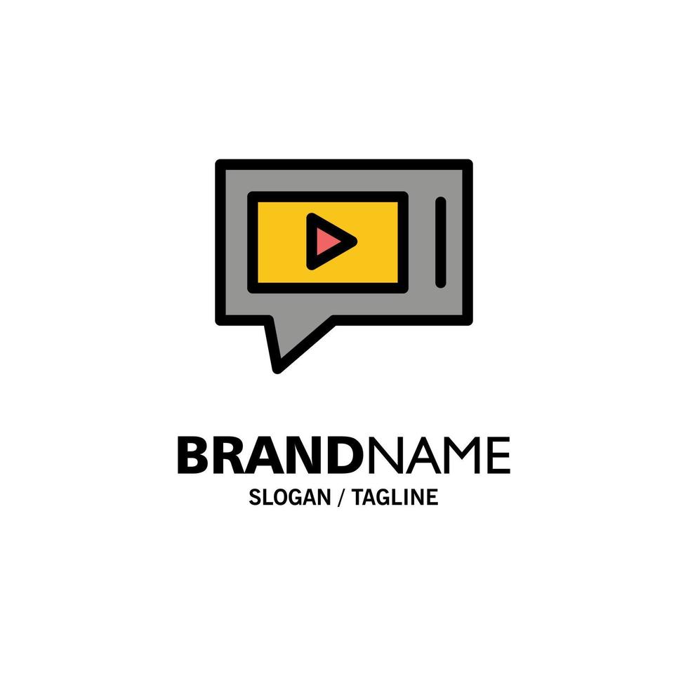 modèle de logo d'entreprise de service vidéo en direct chat couleur plate vecteur