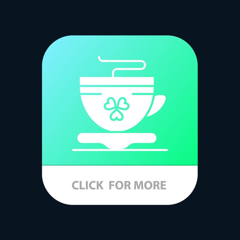 thé café tasse irlande bouton application mobile version glyphe android et ios vecteur