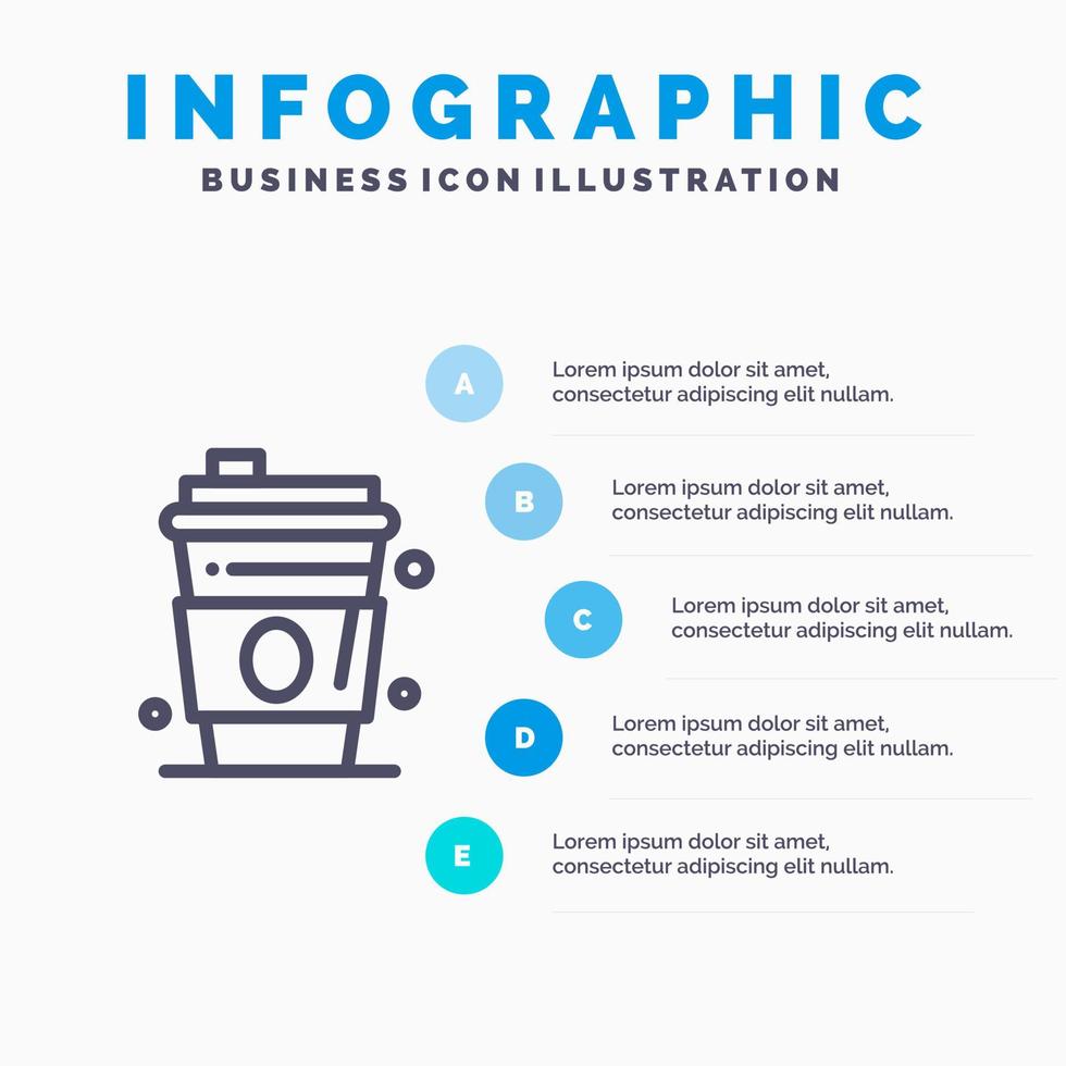 alcool boisson jus usa ligne icône avec 5 étapes présentation infographie fond vecteur