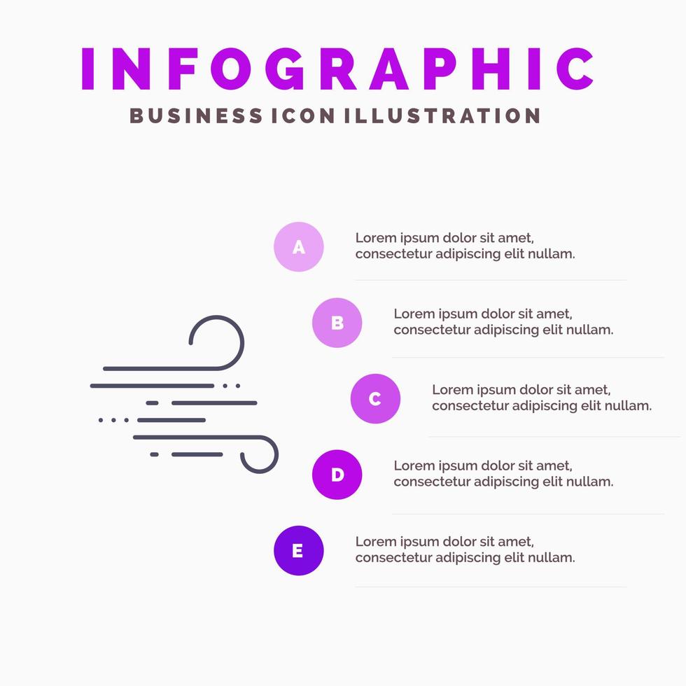 coup météo vent printemps solide icône infographie 5 étapes présentation fond vecteur