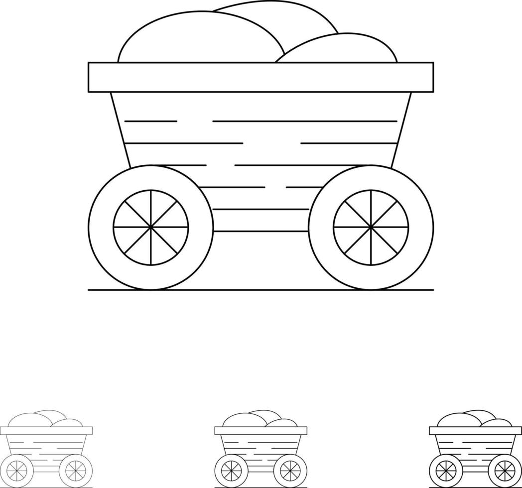 chariot chariot nourriture bangladesh gras et mince ligne noire jeu d'icônes vecteur