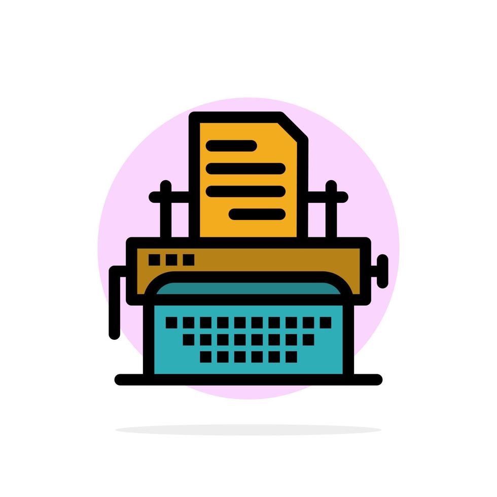 machine à écrire dactylographie document publier abstrait cercle fond plat couleur icône vecteur