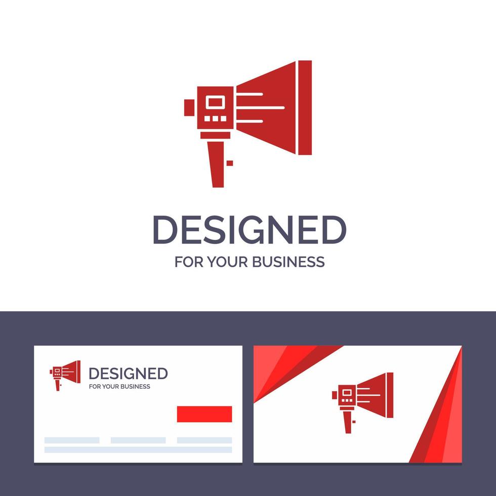 carte de visite créative et modèle de logo annoncer haut-parleur numérique marketing mégaphone haut-parleur outil illustration vectorielle vecteur