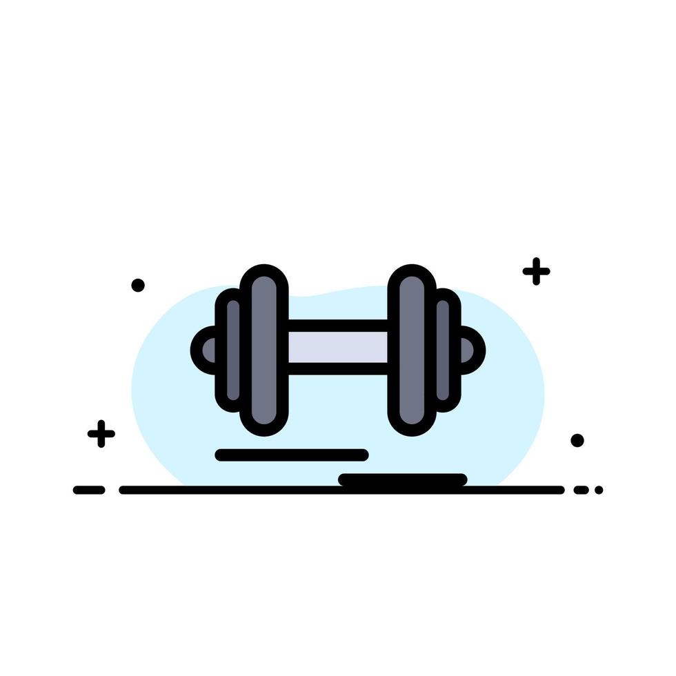 haltère fitness sport motivation entreprise ligne plate remplie icône vecteur modèle de bannière