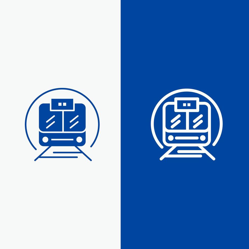 vitesse train transport train ligne publique et glyphe icône solide bannière bleue vecteur