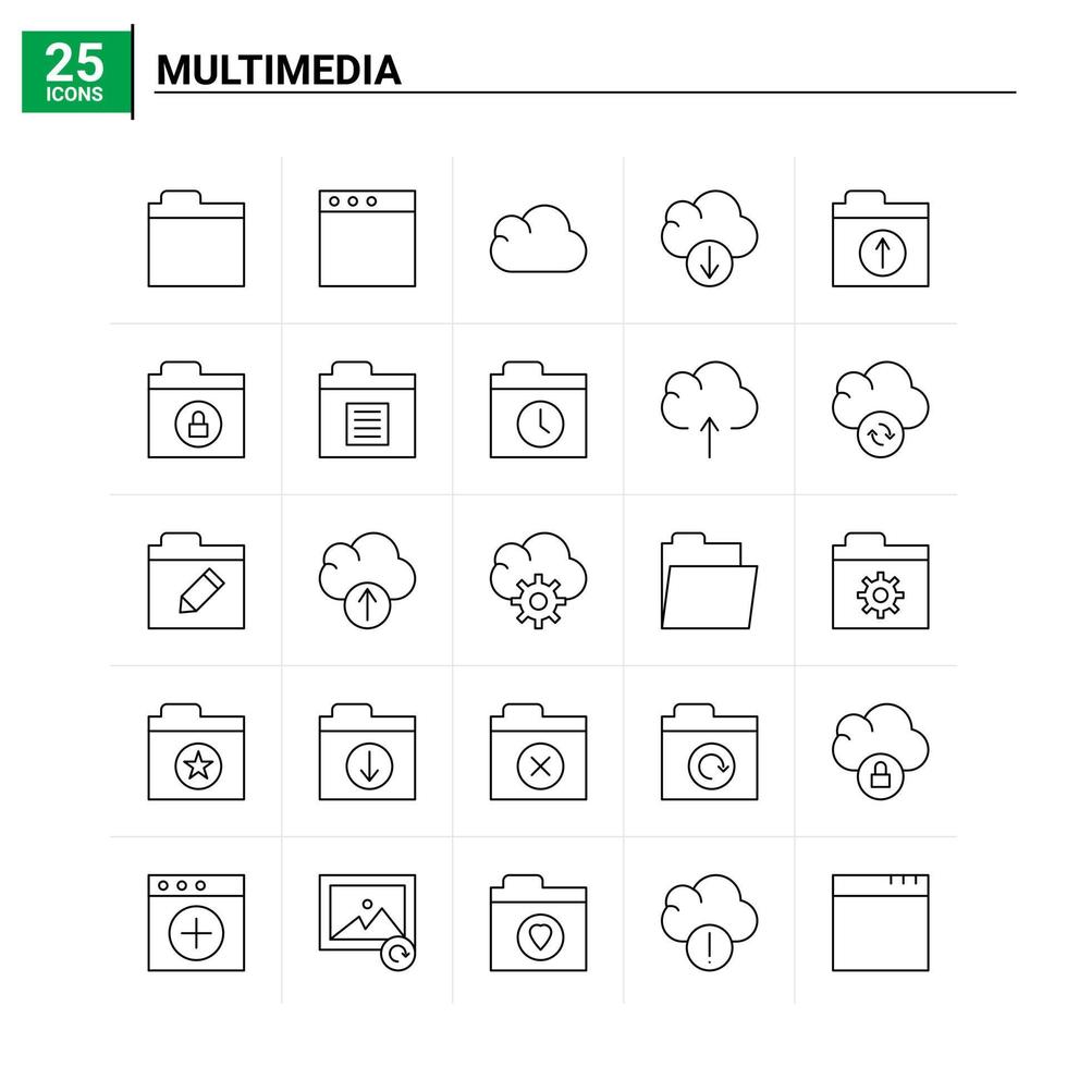 25 fond de vecteur de jeu d'icônes multimédia