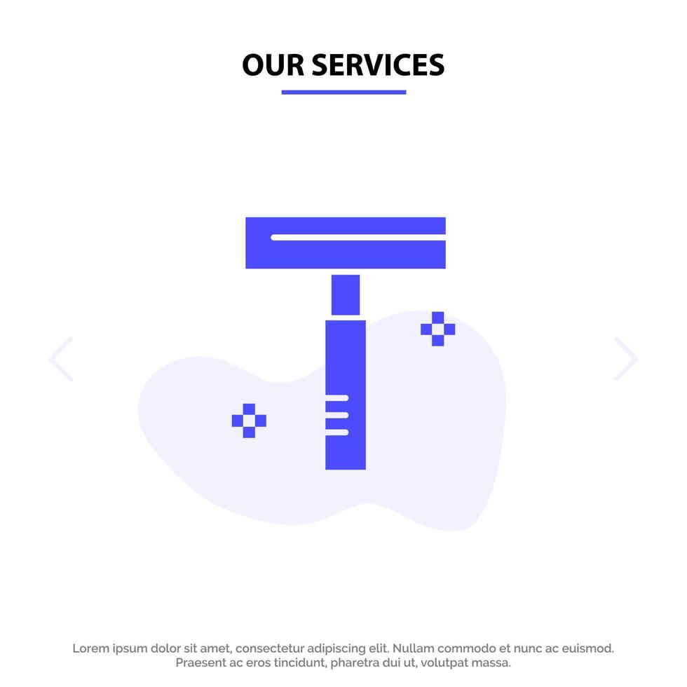 nos services modèle de carte web d'icône de glyphe solide de salon de rasoir cosmétique de beauté vecteur