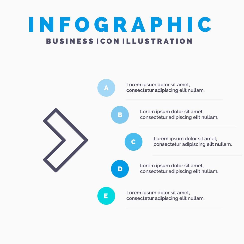 flèche droite icône de la ligne suivante avec 5 étapes présentation infographie fond vecteur