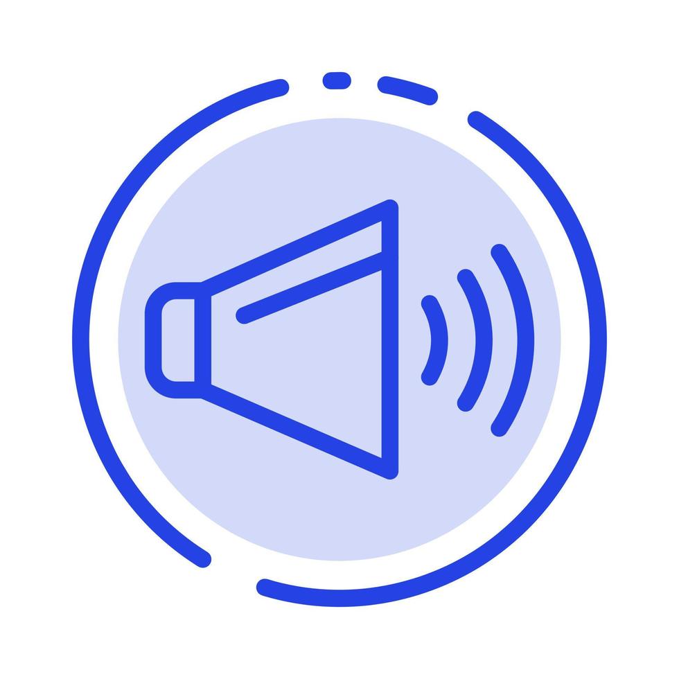 volume du haut-parleur sur l'icône de la ligne en pointillé bleu vecteur