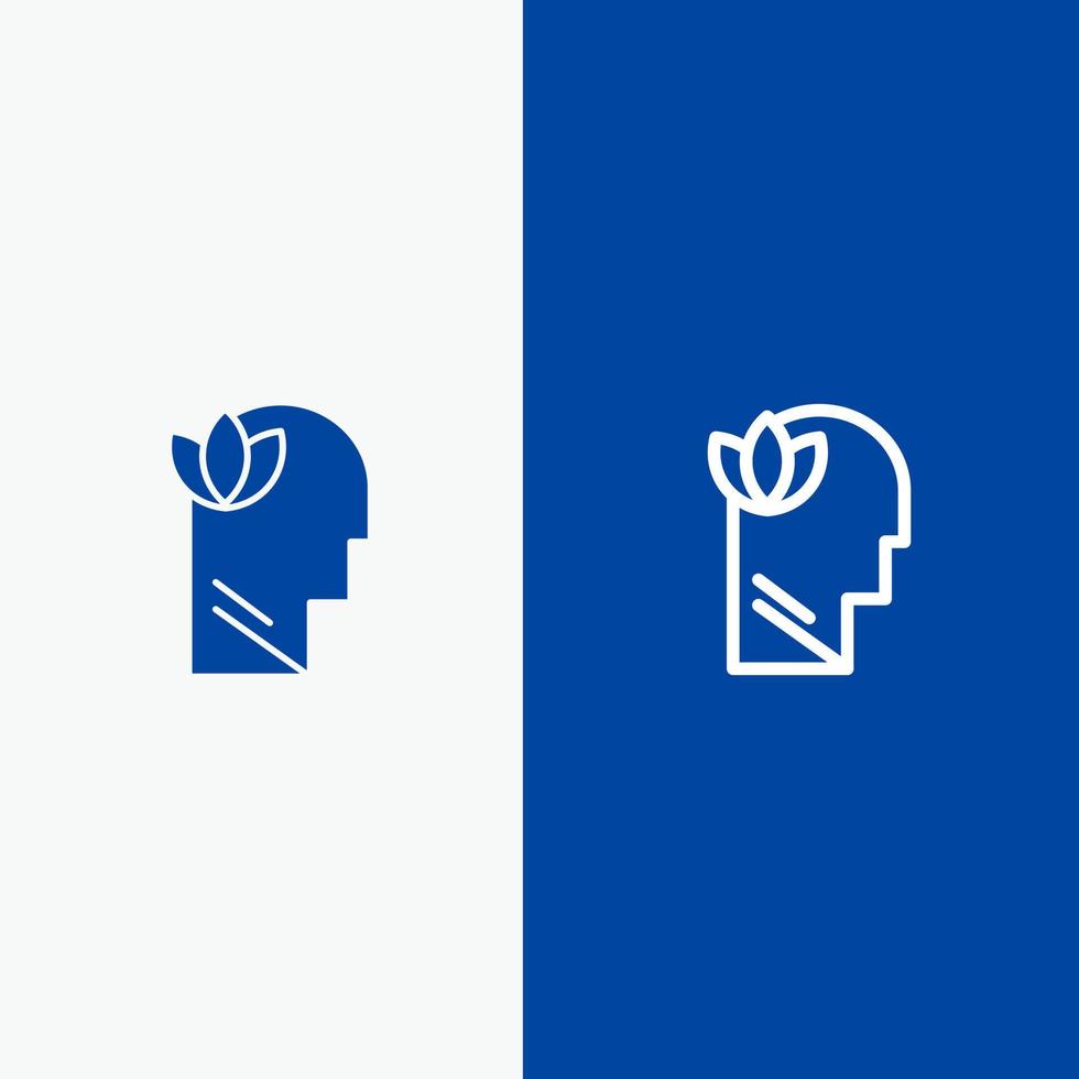 relaxation mentale esprit tête ligne et glyphe icône solide bannière bleue ligne et glyphe icône solide bannière bleue vecteur
