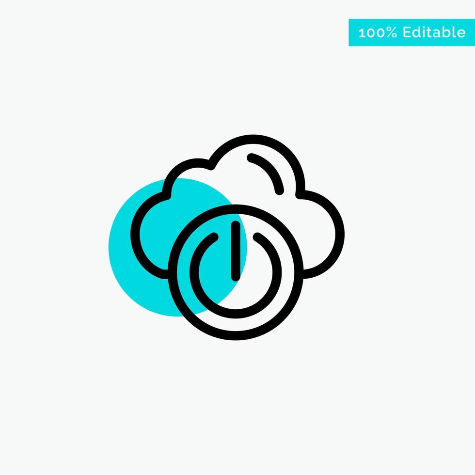 réseau d'alimentation en nuage hors icône de vecteur de point de cercle de surbrillance turquoise