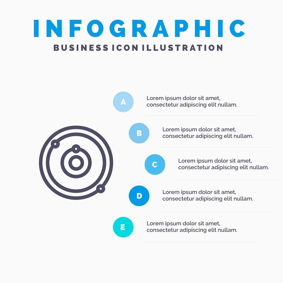 astronomie planète éducation apprentissage bleu infographie modèle 5 étapes vecteur ligne icône modèle