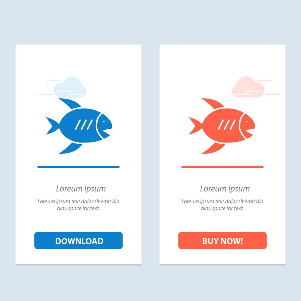 plage côte poisson mer bleu et rouge télécharger et acheter maintenant modèle de carte de widget web vecteur