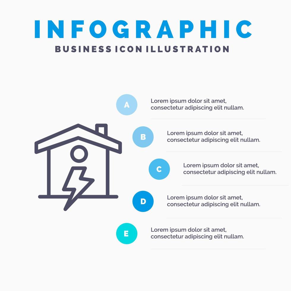 icône de ligne électrique maison maison énergie avec 5 étapes présentation infographie arrière-plan vecteur