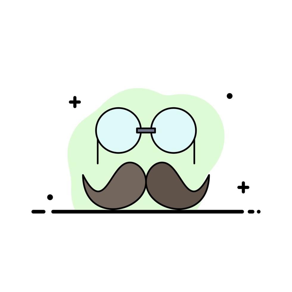 moustache hipster movember lunettes hommes plat couleur icône vecteur