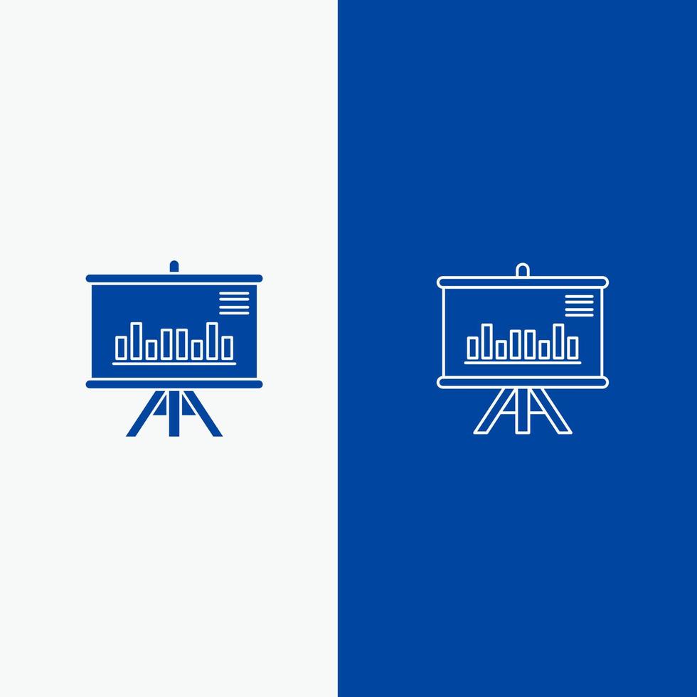 présentation projet graphique ligne d'activité et glyphe icône solide bannière bleue ligne et glyphe icône solide bannière bleue vecteur