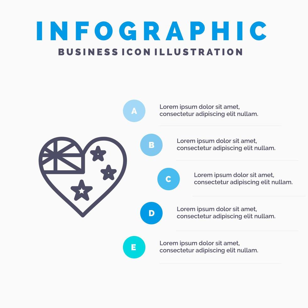 Australie pays drapeau nation ligne icône avec 5 étapes présentation infographie fond vecteur