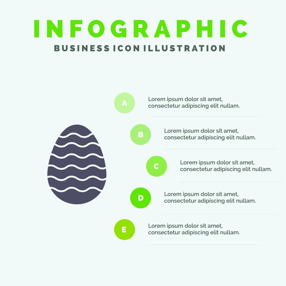 décoration pâques oeuf de pâques oeuf solide icône infographie 5 étapes présentation arrière-plan vecteur