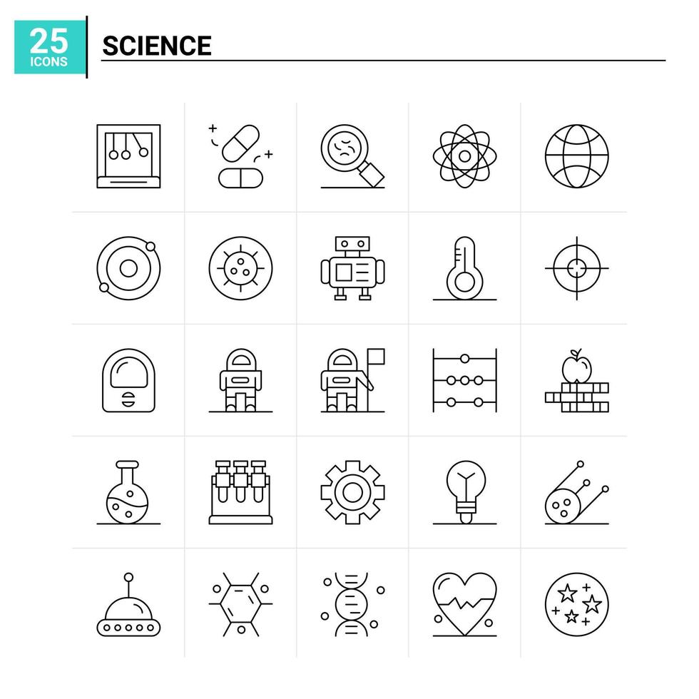 25 science icon set vector background