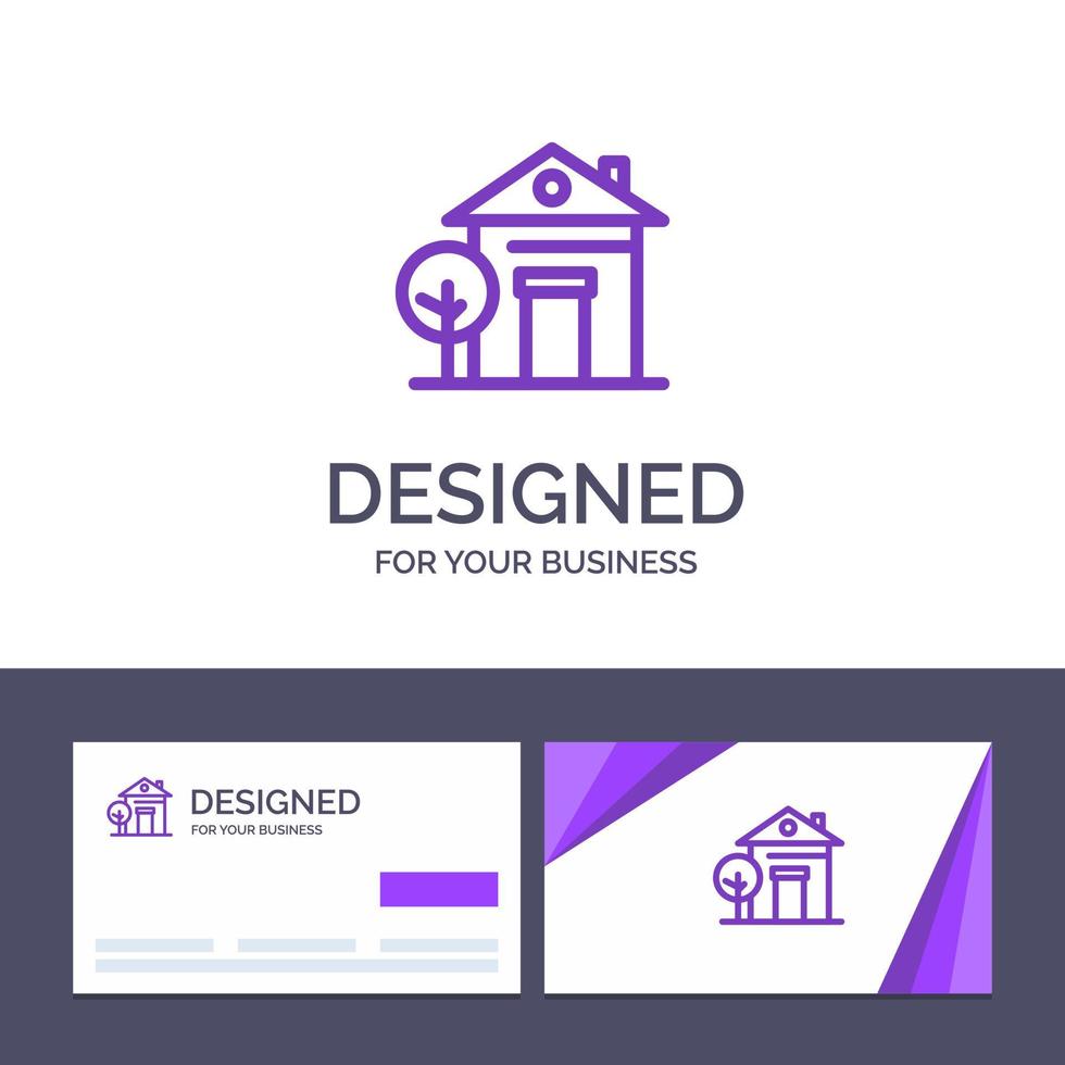 carte de visite créative et modèle de logo bâtiment maison maison hôtel illustration vectorielle vecteur