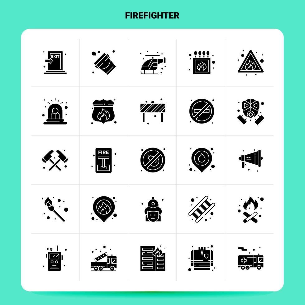 ensemble d'icônes de pompier solide 25 conception de style de glyphe vectoriel icônes noires définies idées d'affaires web et mobiles conception illustration vectorielle