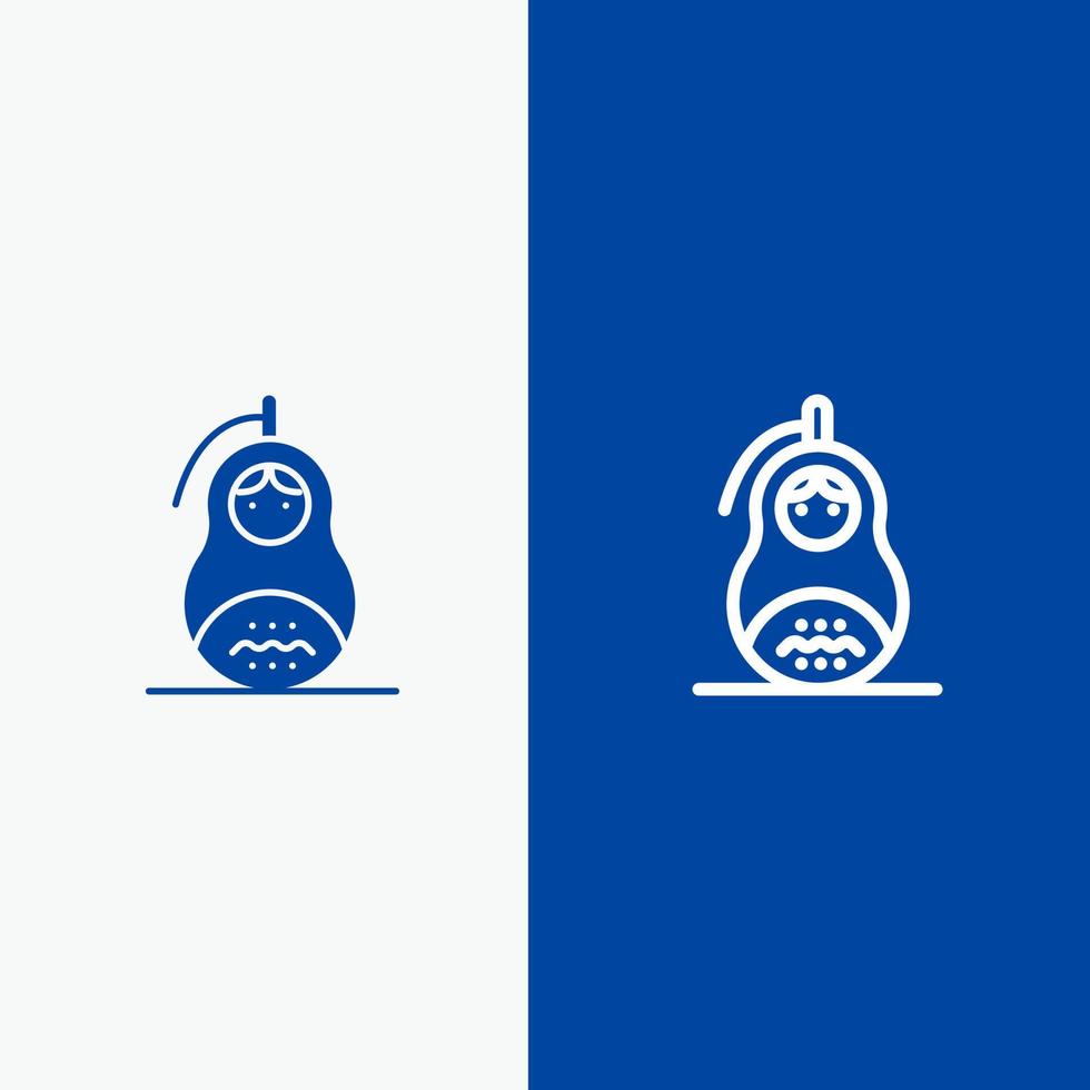 fraude grenade matriochka paix russie ligne et glyphe icône solide bannière bleue ligne et glyphe icône solide bannière bleue vecteur