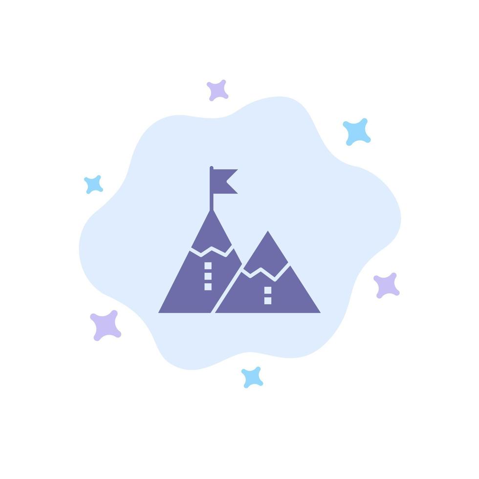 succès réalisation drapeau objectif mission sommet de montagne icône bleue sur fond de nuage abstrait vecteur