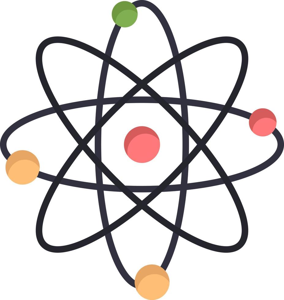 modèle de bannière d'icône de vecteur d'icône de couleur plate de laboratoire de puissance d'énergie d'atome