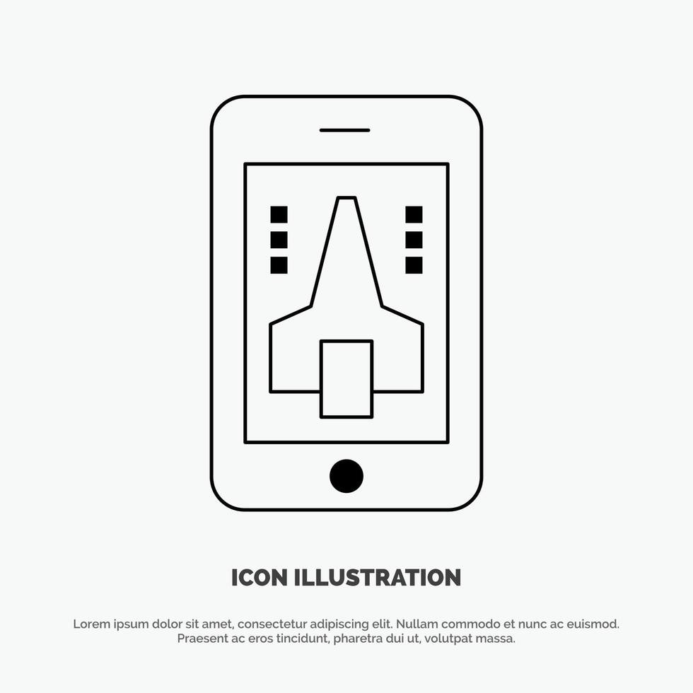 jeu jouant icône de ligne vecteur smartphone mobile
