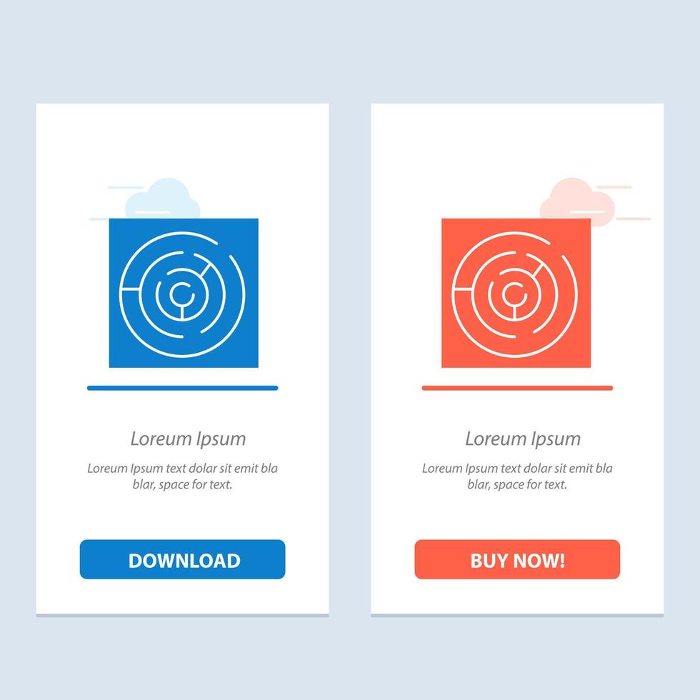 cercle cercle labyrinthe labyrinthe labyrinthe bleu et rouge télécharger et acheter maintenant modèle de carte de widget web vecteur