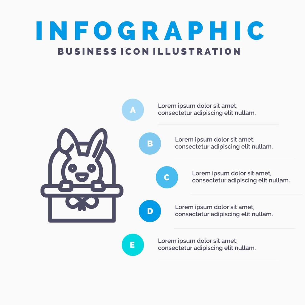 panier panier vacances de pâques ligne icône avec 5 étapes présentation infographie fond vecteur