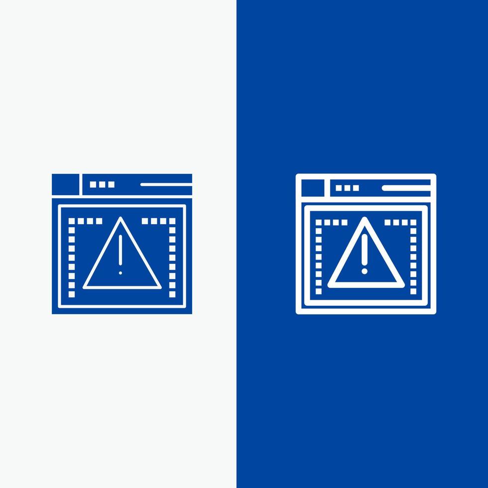ligne d'erreur de codage informatique et bannière bleue d'icône solide de glyphe vecteur