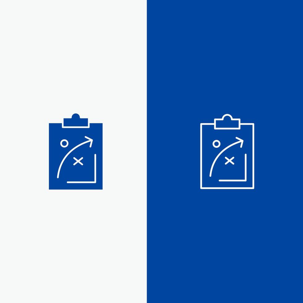 plan stratégique stratégie tactique économie marché ligne et glyphe icône solide bannière bleue ligne et glyphe icône solide bannière bleue vecteur