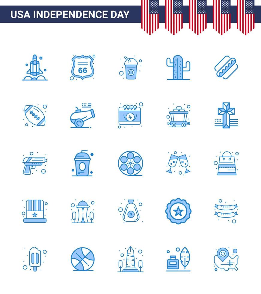 groupe de 25 blues pour le jour de l'indépendance des états-unis d'amérique tels que l'amérique abondante américaine usa soda modifiable usa day vector design elements