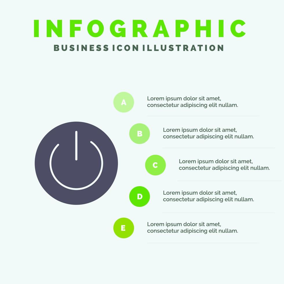 éco écologie énergie environnement puissance solide icône infographie 5 étapes présentation arrière-plan vecteur