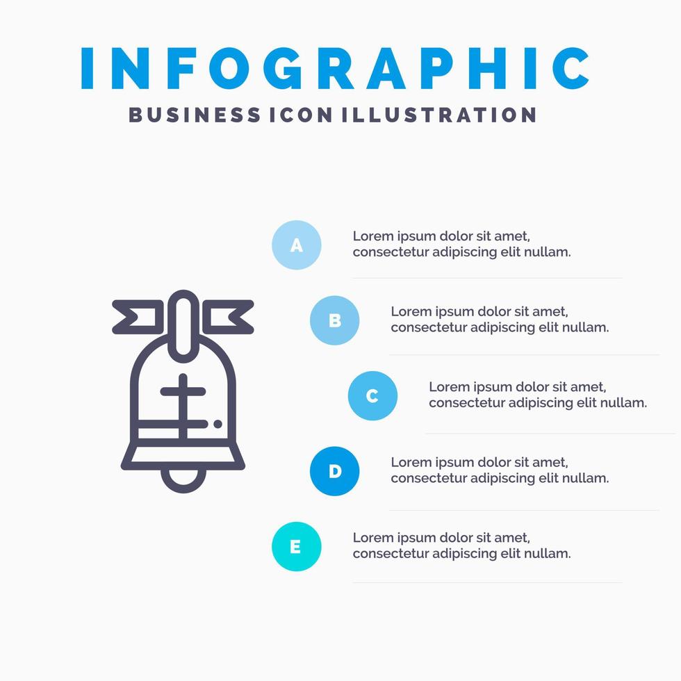 anneau de balle américain icône de ligne usa avec 5 étapes présentation infographie arrière-plan vecteur