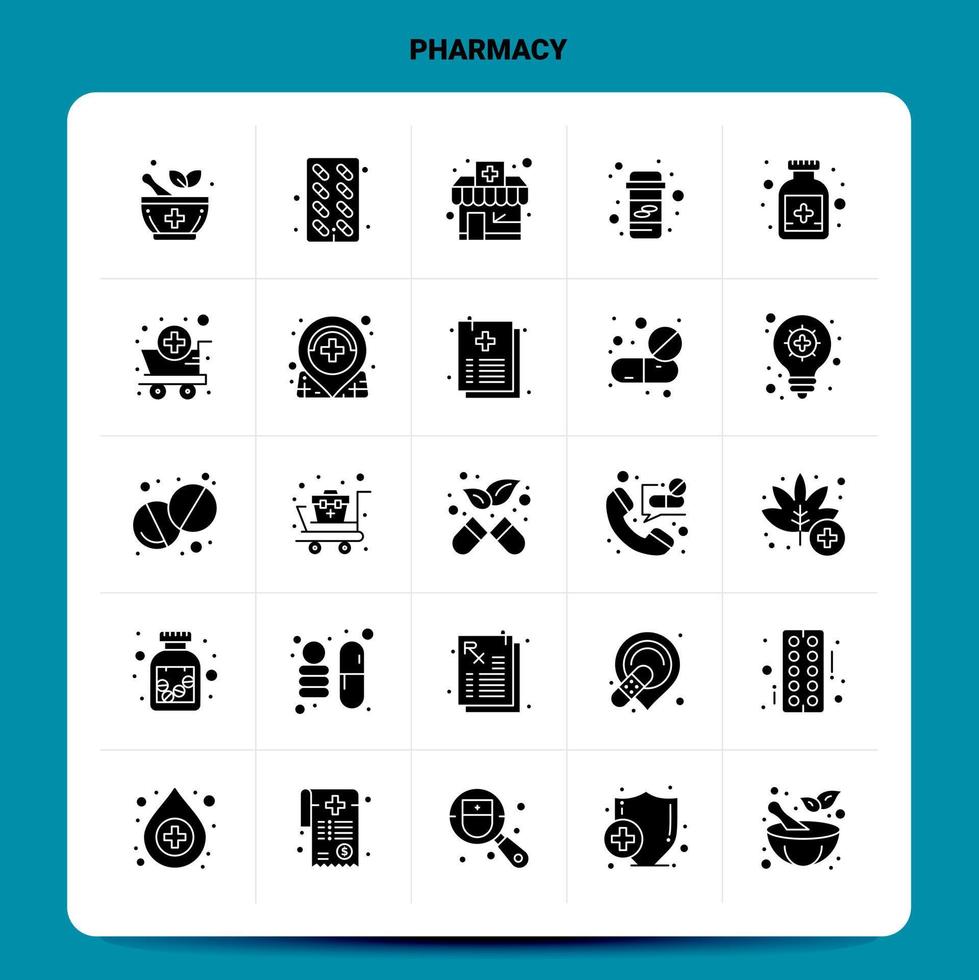 ensemble d'icônes de pharmacie solide 25 conception de style glyphe vectoriel icônes noires définies idées d'affaires web et mobiles conception illustration vectorielle