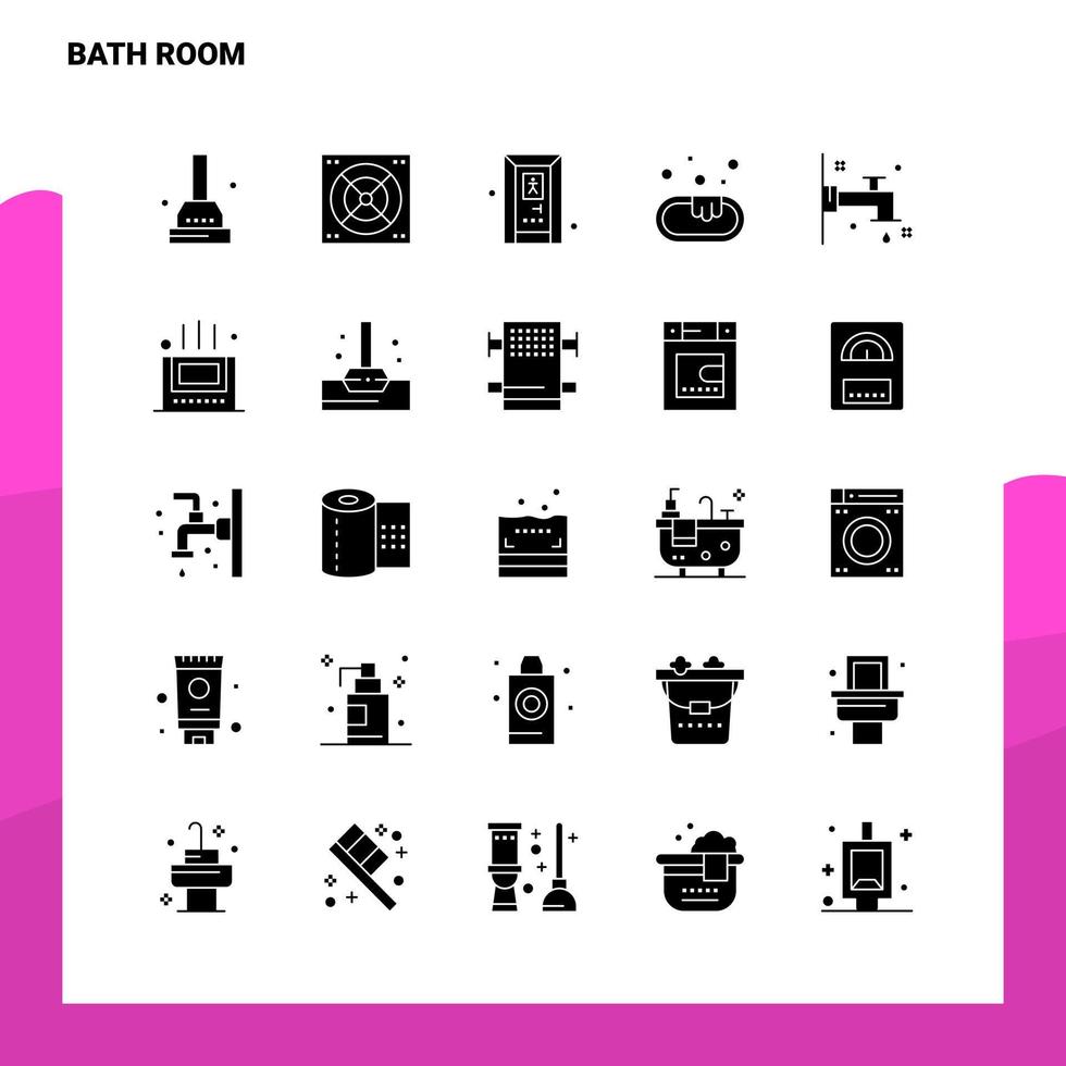 25 jeu d'icônes de salle de bain modèle d'illustration vectorielle d'icône de glyphe solide pour des idées web et mobiles pour une entreprise vecteur