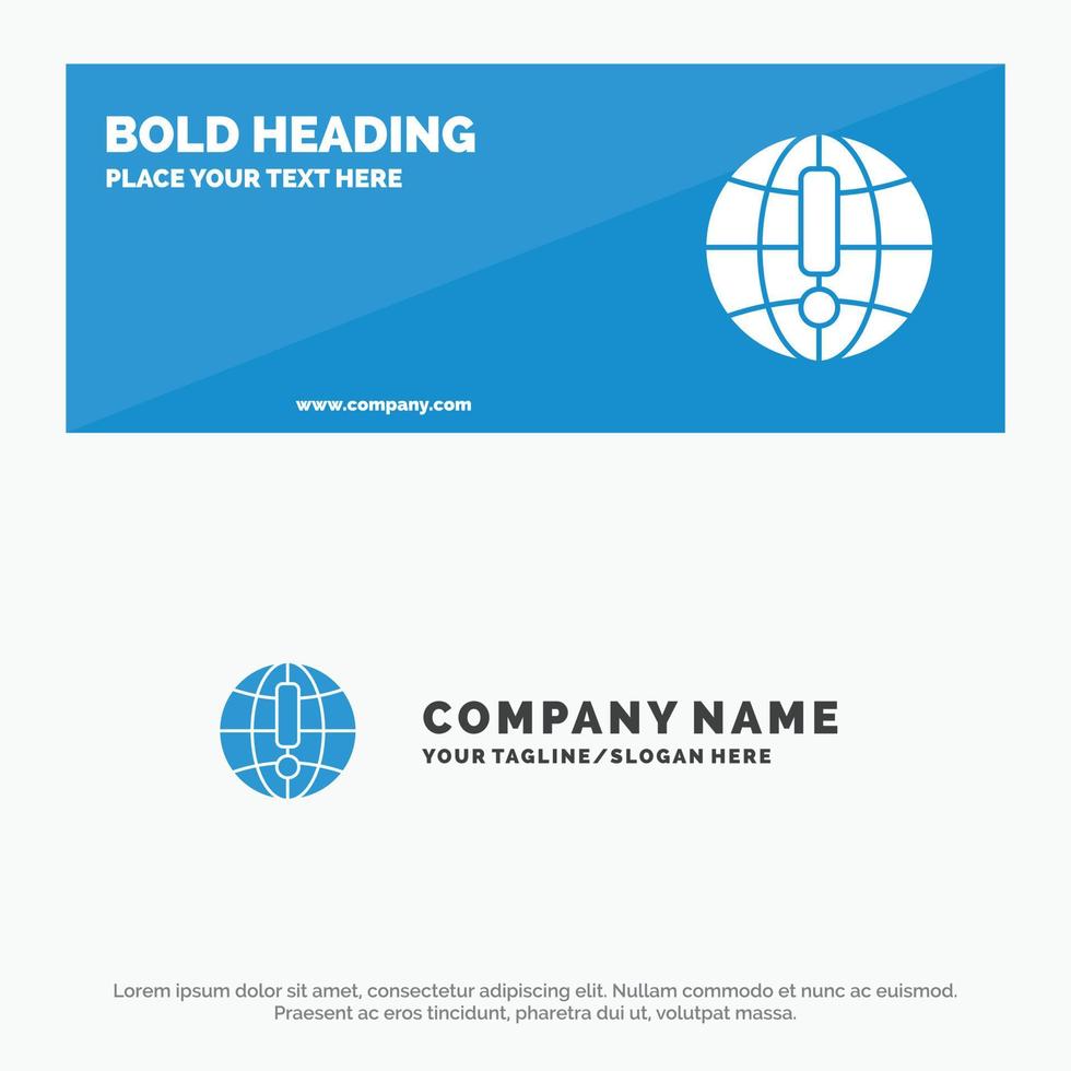 globe internet navigateur monde icône solide bannière de site Web et modèle de logo d'entreprise vecteur