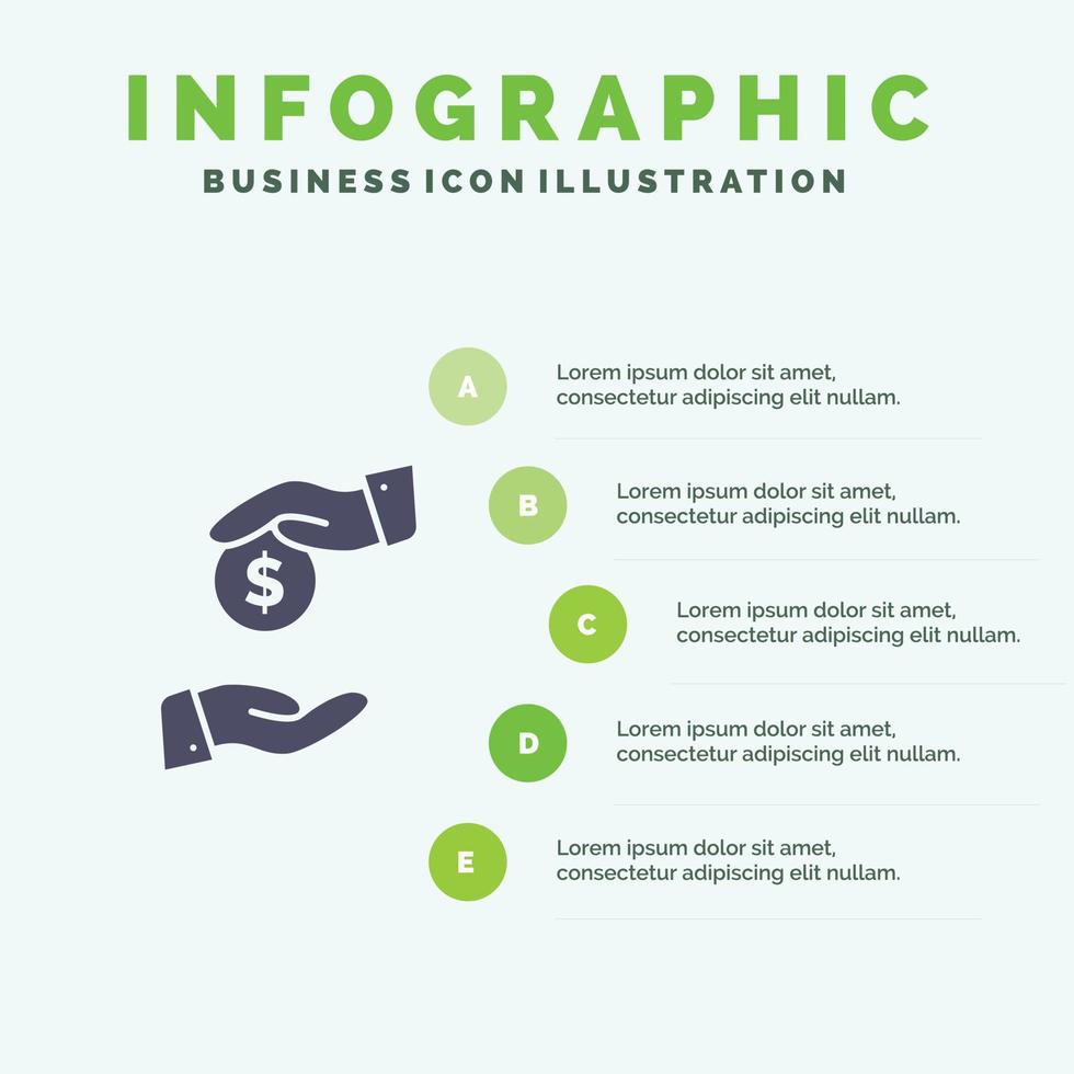 pot-de-vin pot-de-vin bureaucratie corrompu solide icône infographie 5 étapes présentation arrière-plan vecteur