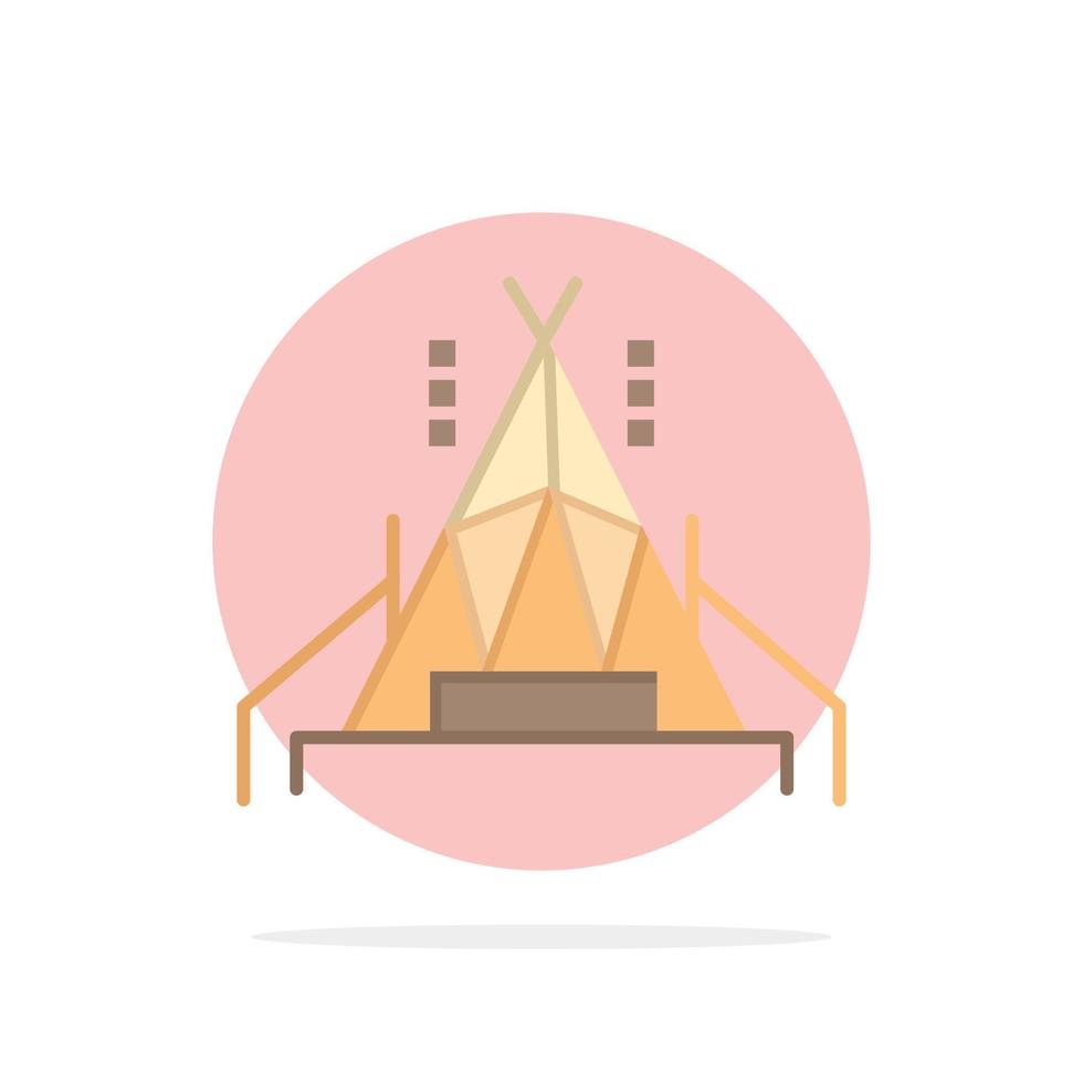 tente de camp camping abstrait cercle fond plat couleur icône vecteur