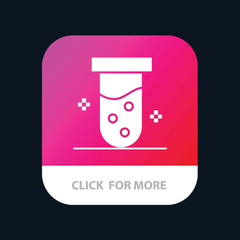 bouton d'application mobile de biochimie de test de laboratoire de tube version de glyphe android et ios vecteur