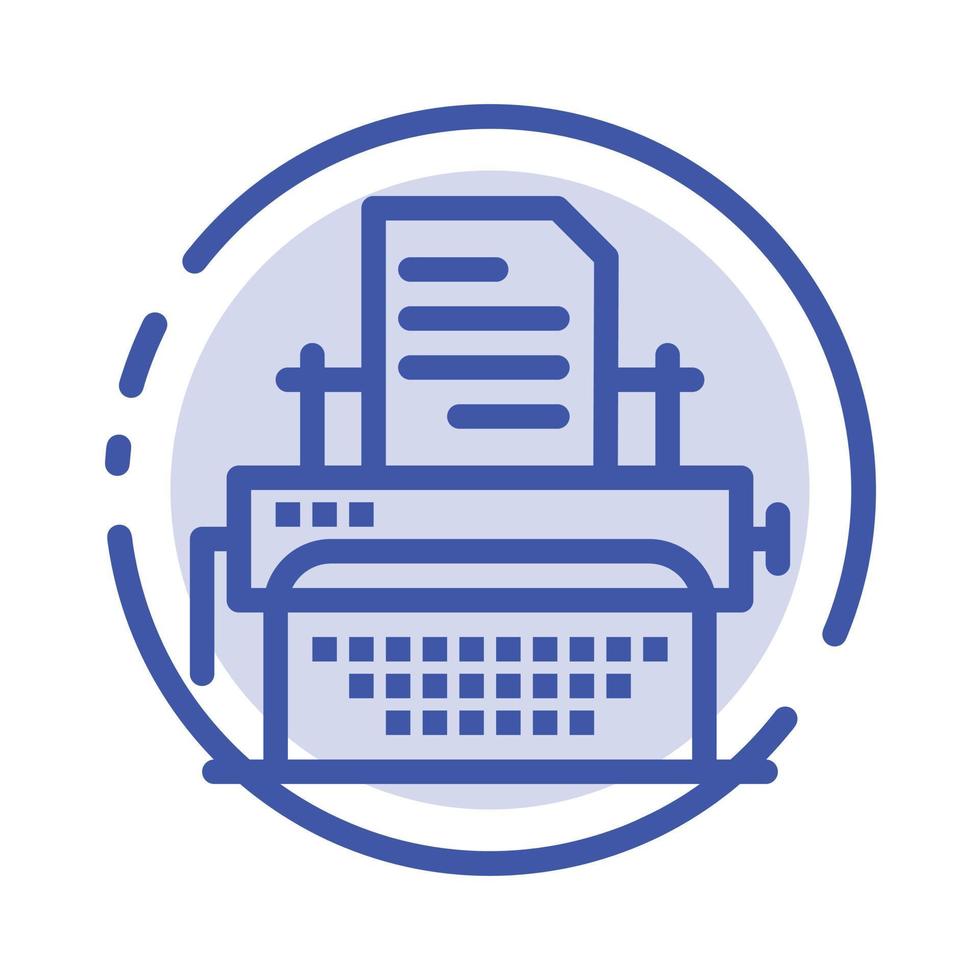 document de saisie de machine à écrire publier l'icône de la ligne en pointillé bleu vecteur