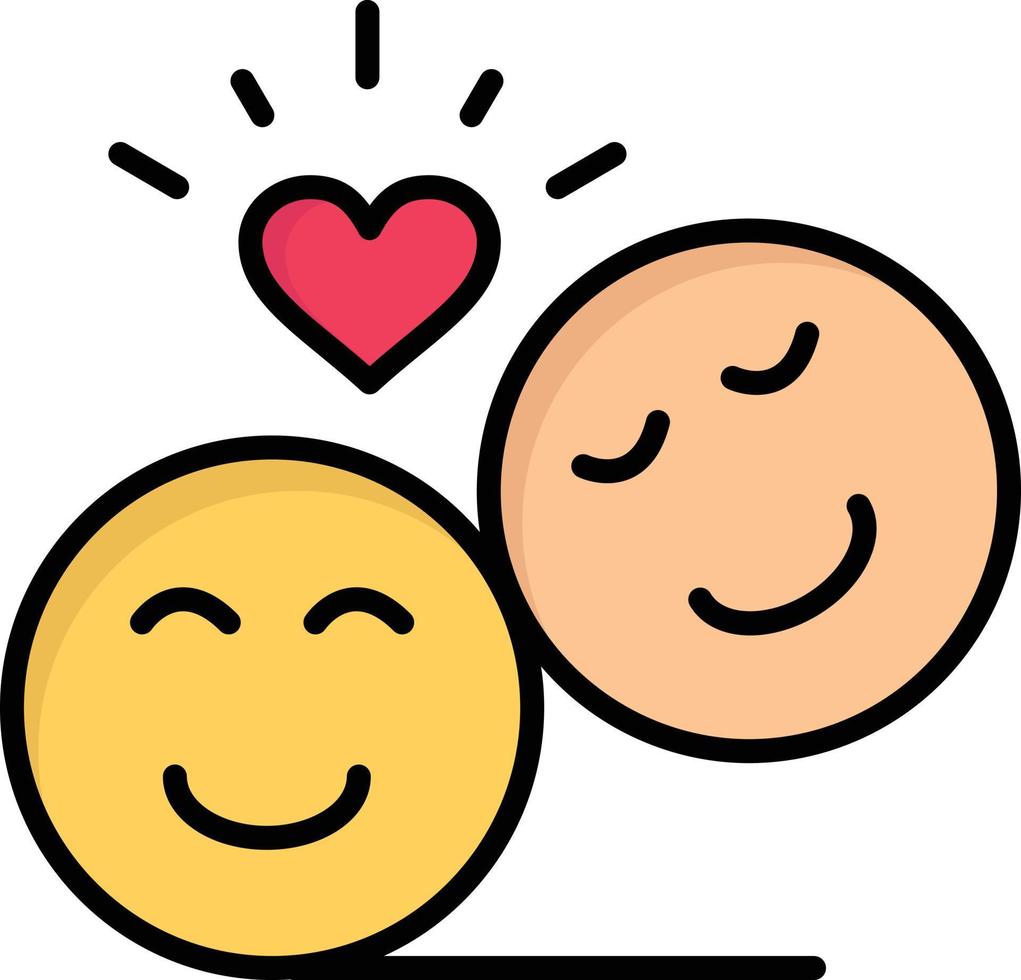 couple avatar smiley visages emojis saint valentin plat couleur icône vecteur icône modèle de bannière