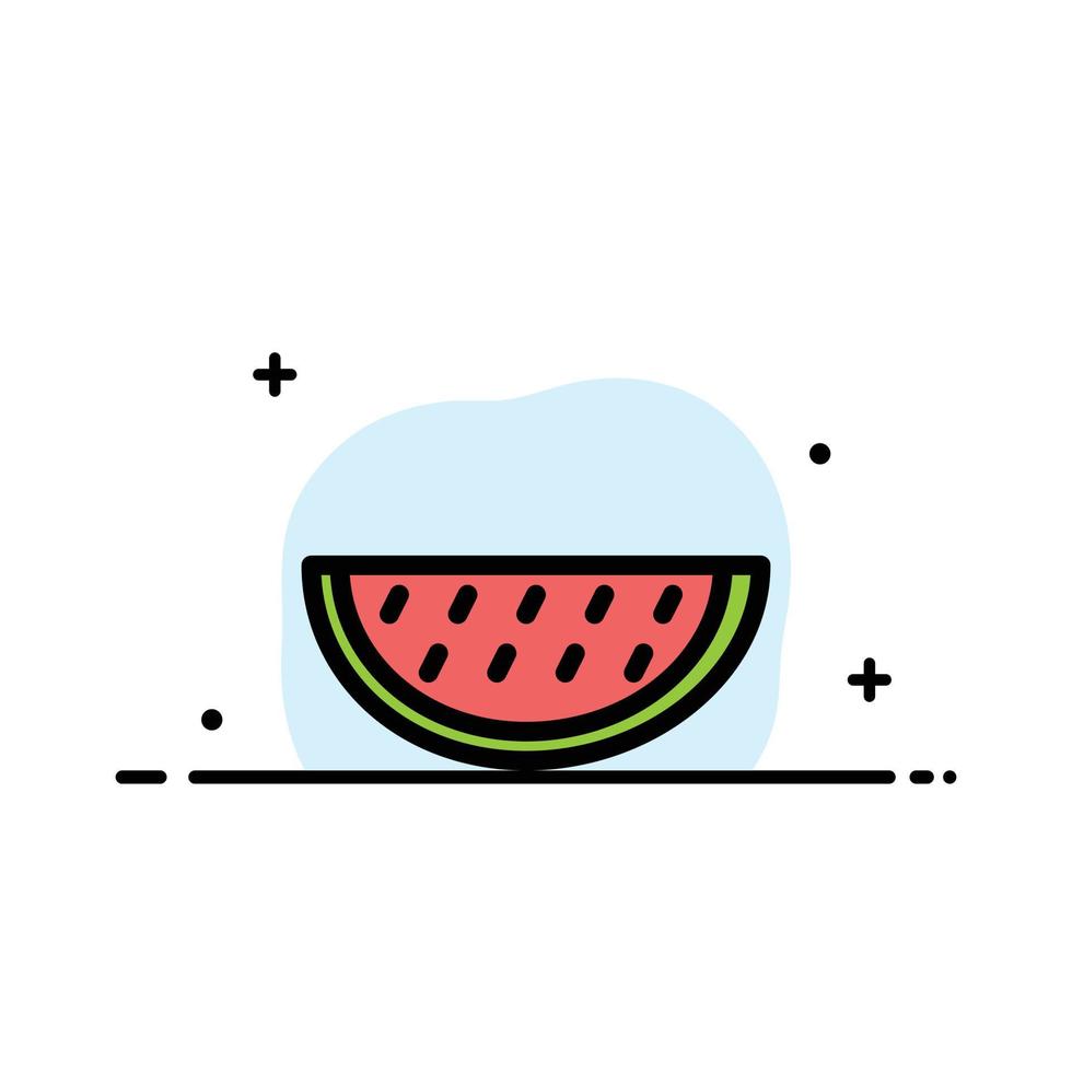fruits melon été eau affaires ligne plate remplie icône vecteur bannière modèle